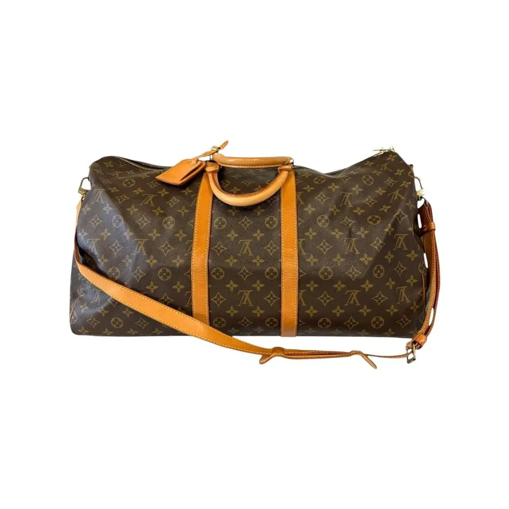 Authentic Louis Vuitton Monogram Keepall Bandouliere 55 Strap & COA Travel Bag